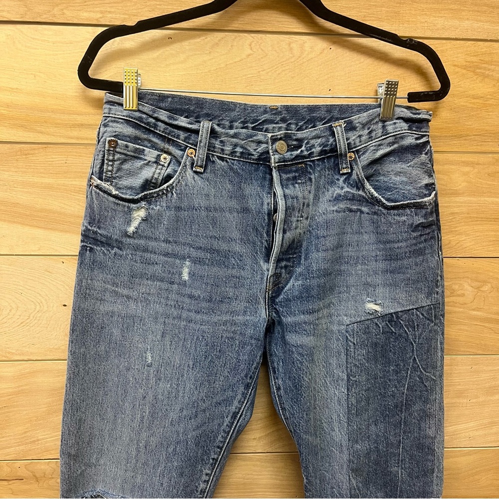 Levi’s 501 Patchwork Button Fly High Waisted Ligh… - image 2